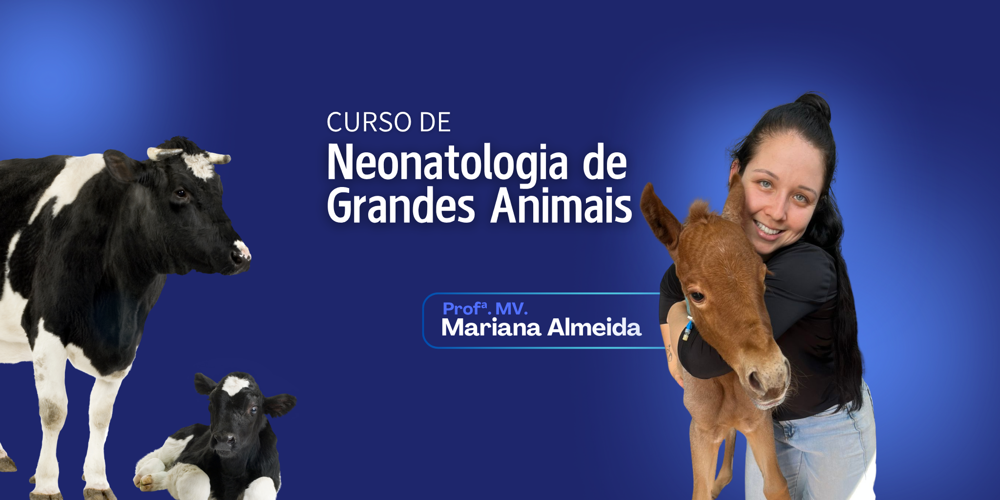 Capa do curso de Neoatologia de Grandes animais com a Prof. Mariana Almeida